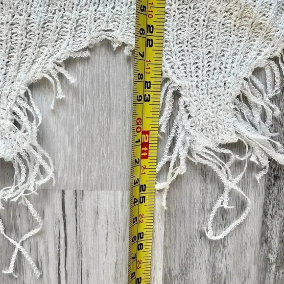 🍀 NWT POL Boho Striped Relaxed Fit Oversized Coverup Fringe Beachy Sweater Sz L - Picture 4 of 10